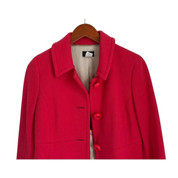 J.Crew 90% Wool Pea Coat Women's 4 Pink Ruffle Back Jacket - Picture 2 of 8